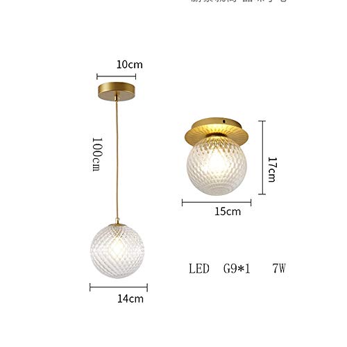 Lámpara de techo colgante LED 7W Camandilla luces de vidrio para pasillo 5
