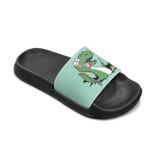 Boys Slide Sandals Dinosaur Theme Kids Shower Shoes Non Slip Summer Slippers2