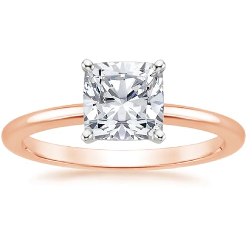 1-3 CT Asscher Cut Solitaire Lab Grown Diamond Ring E/F VVS1/2 | 4-Prong Solitaire Promise Ring for Gifts IGI Certified | 10K/14K/18K Solid Rose/White/Yellow Gold & Size 4-12