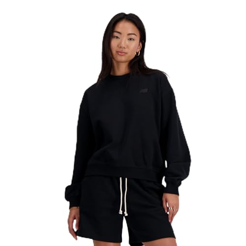 New Balance Women's Athletics French Terry Crew, Black, Small