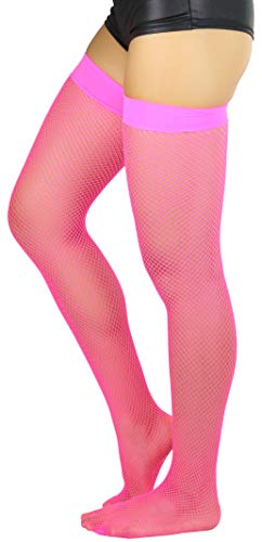 Image of ToBeInStyle Women's Sexy Nylon Versatile Fine Fishnet Thigh High Stockings w /Opaque Band