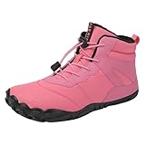 SRTUMEY Calzado de invierno para mujer y hombre, impermeables, puntera ancha, zapatos descalzos para senderismo, senderismo, nieve, zapatos descalzos, zapatos descalzos con forro de piel para hombre,