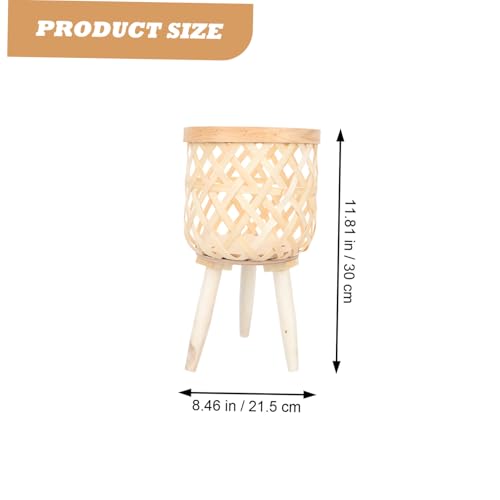 Support pour pots de fleurs d'intérieur tressé en panier bambou