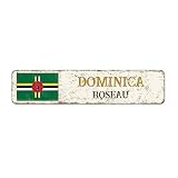 Dominica Flagge Metall Wanddekoration Schild Hauptstadt Stadt Roseau Rustikale Vintage Veranda Schilder Land Souvenir Nationalflagge Stadt Souvenir Metall Wandschild Qualität Metallschild für