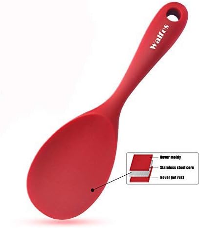 Walfos Silicone Rice Paddle - Non Stick Rice Spoon, Heat Resistant to 446°F, Strong Steel Core, Perfect for Rice/Mashed Potato, Food Grade, BPA Free & Dishwasher Safe