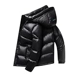 Chaqueta de plumón informal con capucha para hombre, abrigo frío de pato para invierno, Negro, M