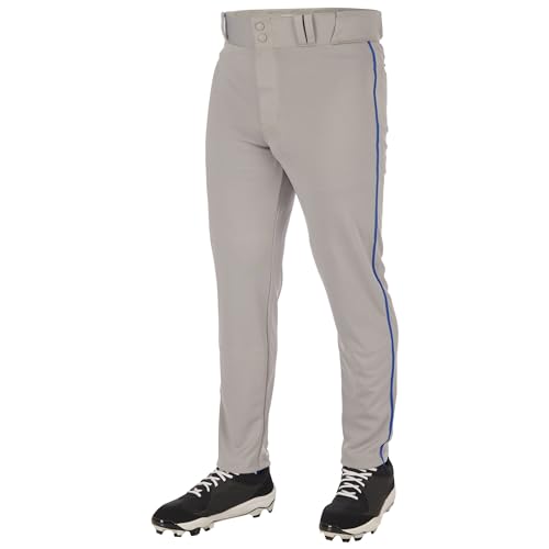 Champro Triple Crown 2.0 Tapered Bottom Baseball Pants with Braid, Youth Large, Grey, Royal