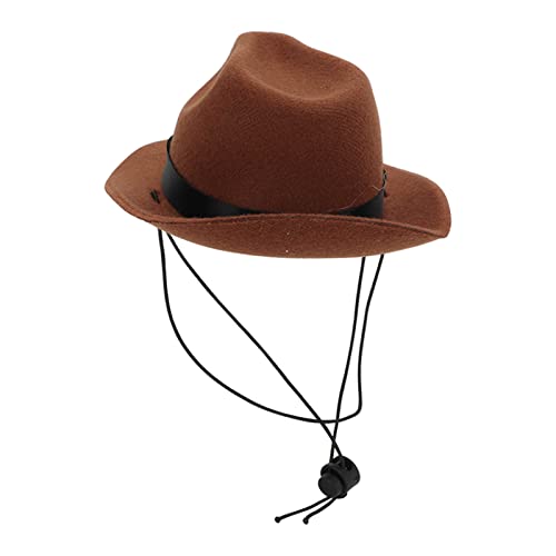 Sombrero Fedora para Perro Pequeño Ajustable Marrón
