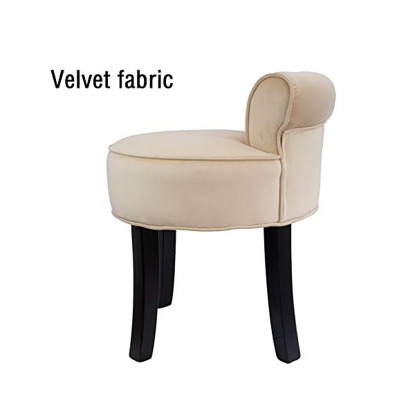 Low Back Bedroom Chair Wood Stool Dressing Table Fabric Stool Fabric Dressing Table Chair, Small Guest Bedroom Chair - Image 9
