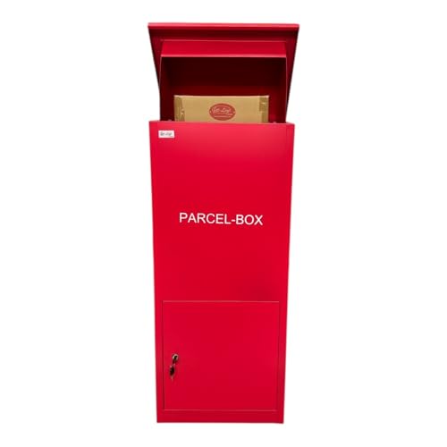 Jet-Line® | Paketbriefkasten rot | Großer Briefkasten mit Paketfach | Diebstahlsicher, Metall Paketbox für Pakete Post, Wand- oder Bodenmontage | Paketbox Metall 99,5x35x45,5
