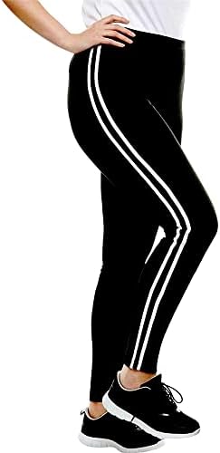 Love My Fashions® Womens Plain Leggings Side Stripes Slim High Waist Fitness Sports 4-Way Stretch Yoga Tights Sizes UK(6-22)