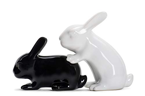 Winkee - Salière et poivrière en forme de lapin - Salière et poivrière en céramique - Décoration pour la cuisine - Cadeau de Noël, d'anniversaire de mariage