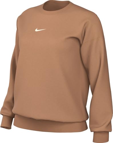 NIKE DQ5733-225 W NSW PHNX FLC OS CREW Sweatshirt Women's AMBER BROWN/SAIL Size L