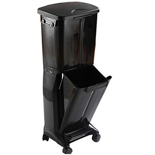 GYQWJPC Garbage Can Poubelle 33 litres / 8,7 gallons Adatto per cucina e Camera da letto (Color : Black, Edition : A) Cover