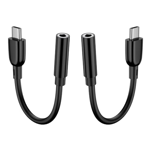 USB C Samsung Headphone Jack Adapter for Galaxy A17 S25 Edge S24 Ultra A56 A36 A26 A16 A55 A35 A25 A15 S23 Z Flip7 Z Fold 7, 2Pack Type C to 3.5mm Audio Adapter Dongle Cable for iPhone 17 16e 16 15