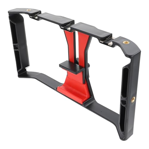 WOONEKY Smartphone Video Rig Phone Stabilizer Grip with Hot Shoe Mount for Live Streaming, Handheld Phone Holder Frame Compatible with Fill Light and Microphone, Portable Video Shooting