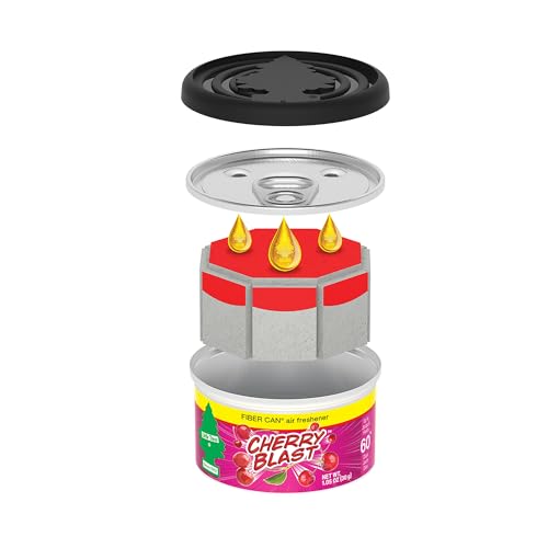 Image of Little Trees Cherry Blast Fiber Can Air Freshener 30g (Pack of 1) | Sweet & Tart Fruity Fragrance | Adjustable Lid Control | For Car, Home & Office | Imported from USA