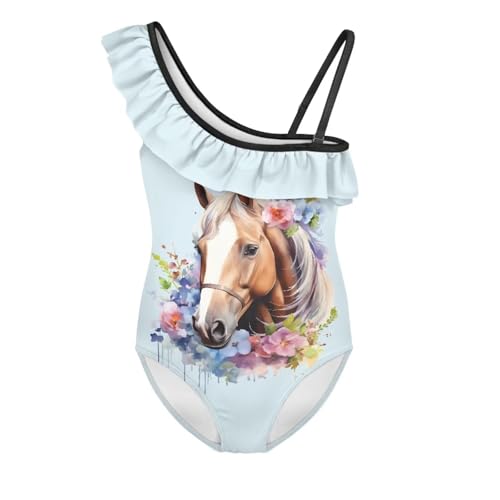 Image of Girls One Piece Swimsuits Size 3-14 Trendy Ruffle Bathing Suit Casual Hawaiian Summer Beach Swimwear