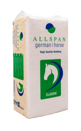 Pferdeeinstreu Einstreu Hobelspäne Holzstreu Allspan German Horse Classic 19 kg – 100% unbehandelte Weichholzspäne, staubarm, extrem saugfähig & hygienisch für Pferdebox