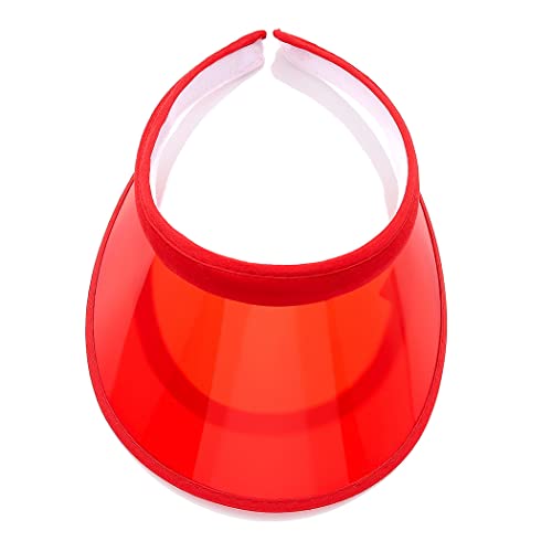 Zeelina Sonnenvisier-Baseballkappe, Bonbonfarben, PVC, klare Visiere, UV-Schutz, breite Krempe, Hut, Arbeit, Outdoor, Strandhüte für Damen, rot Cover