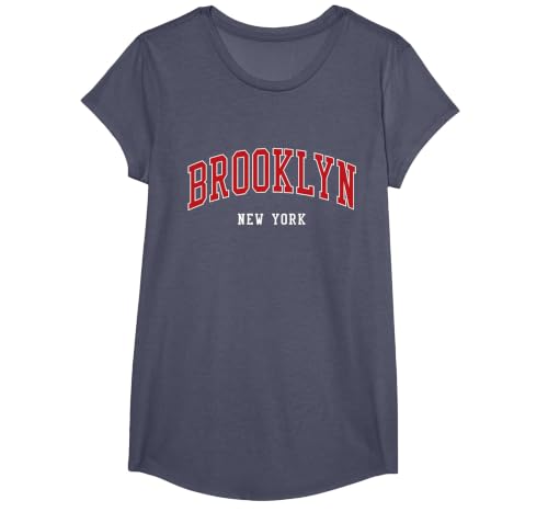 Brooklyn New York Varsity Sports Style T-Shirt, Girls, Heather Blue, Small