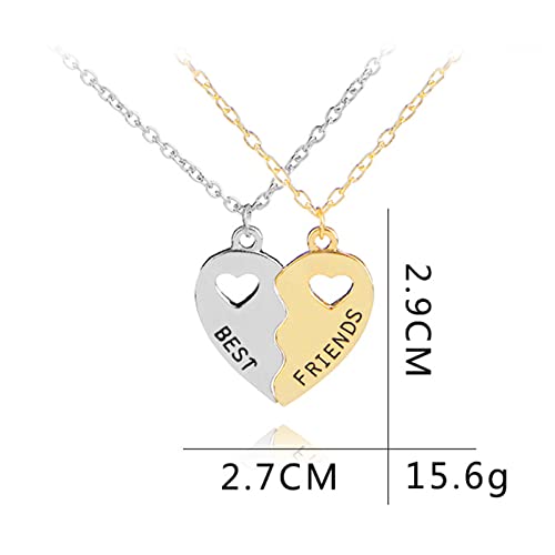 MJartoria BFF Necklaces for 2 Split Heart Pendant Best Friends Necklaces Friendship Necklaces Birthday Gifts4