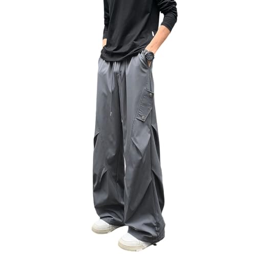 Pantalon cargo Y2K pour homme coupe streetwear de couleur unie avec poches