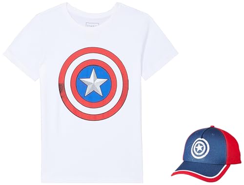 Image of Amazon Brand - Symbol Boy's Original Marvel /Captain America /Avengers 100% Soft & Pure Cotton Short Sleeve T-Shirts & Cap Combo Packs