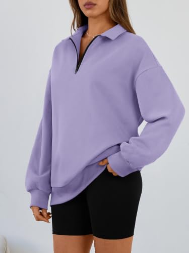 Image of Trendy Queen Women's Oversized Sweatshirts Half Quarter Zip Fleece Sweaters