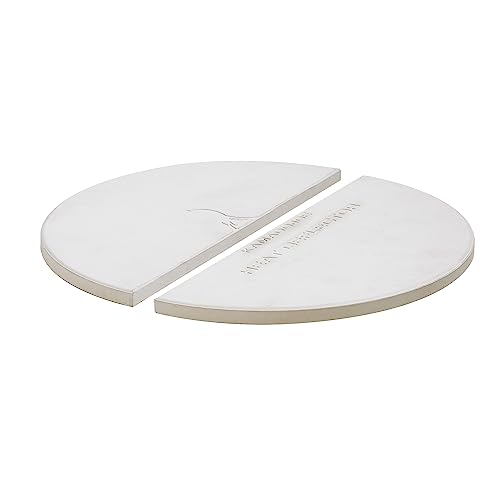 Kamado Joe Indirect Cooking Half-Moon Ceramic Heat Deflector Plates for Big Joe Charcoal Grill and Smokers in White 2-Pack Model BJ-HDP