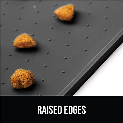 Gorilla Grip Tapete de alimentação para animais de estimação 100% à prova d'água com borda elevada