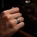 King Will 8mm Tungsten Carbide Ring for Men Black Wedding Band Sandstone Gold Foil Inlay High Polished-9.5