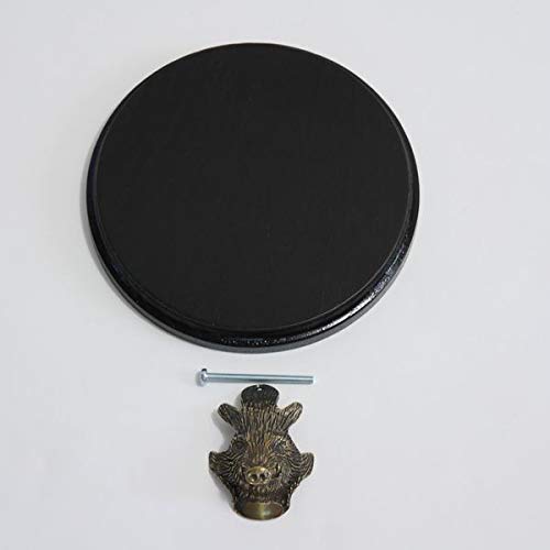 GTK - Geweihe & Trophäen KRUMHOLZ Placa de cuña para armas, placa de trofeo, redonda, oscura, AF 15 cm, con cabeza de cuña, adorno pequeño