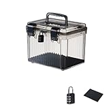 カメラ収納ボックス、パスワード付きポータブルレンズ収納ボックス、密閉・防塵、透明で厚みのある素材、シーリングリング付き大容量収納ボックス｜4つのスナップで補強｜衝突防止インナーライナー、持ち運び可能なハンドルデザイン、滑り止め・耐衝撃LZGG (Mサイズ - 透明グレー)