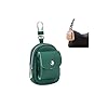 Genuine Leather Mini Backpack Keychain, Cute Travel Coin Purse & Makeup Bag with Clip, Small Organizer for Women Travel (Green)