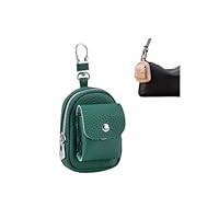 Genuine Leather Mini Backpack Keychain, Cute Travel Coin Purse & Makeup Bag with Clip, Small Organizer for Women Travel (Green)