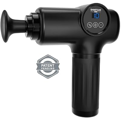 SPA SCIENCES - SmartGun Elite Therapeutic Deep Tissue Percussion Massager for Muscle Soreness - with Interchangeable Heads, 10 Intensity Levels and Smart Comfort Pulse USB Rechargeable