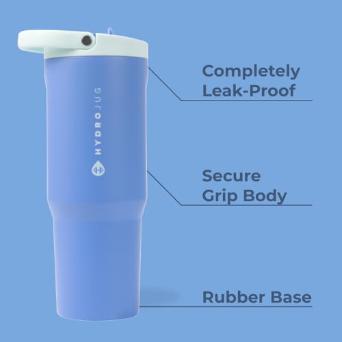 Image of HydroJug Sport - Stainless Steel Tumbler with Straw, Vacuum Insulated, 32oz Leakproof Water Bottle, Ergonomic Design, Reusable, Dishwasher Safe, Rubber Base, Durable for Gym or Outdoors, Riptide