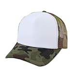 BrightGlow Mesh Baseballkappen Unisex Atmungsaktive Baseball Cap Klassische Trucker Caps Baseballhut mit Netzstoff Verstellbar Sport Mütze Sonnenhut für DIY Armeegrün + Weiß Einheitsgröße