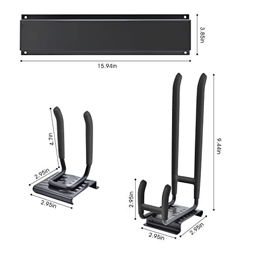 Mayyol Garage Wall Mount Tool Storage Rack - Lawn Organization - Yard Tools Hanger - Organizer Holder With 6 Adjustable Heavy Duty Hooks For Garden Tools, Max Load 350Lb, Black #TOP2