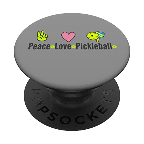 PEACE, LOVE, PICKLEBALL, PICKLEBALL LOVERS, PICKLEBALL GIFTS PopSockets Swappable PopGrip, Black