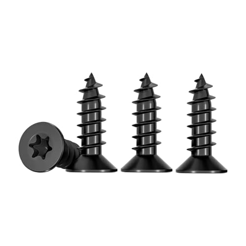 Drenky Holzschrauben Torx Schwarz 50 Stück, Schrauben Senkkopf M4 X 20 mm Aus Edelstahl Rostfrei A2 Vollgewinde Spanplattenschrauben Selbstschneidende Schrauben Universalschrauben Torx TX20
