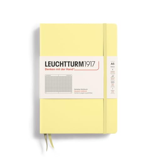Image of LEUCHTTURM1917 - Notebook Hardcover Medium A5-251 Numbered Pages for Writing and Journaling (Vanilla, Squared)