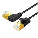Câbles WUKUBO Câble réseau Ethernet UTP CAT6 CAT7e, 90 degrés, mâle à mâle, Patch LAN RJ45, câble court for ordinateur portable, Modem ADSL, 30CM, 1 pied(Left Angled,0.5m)
