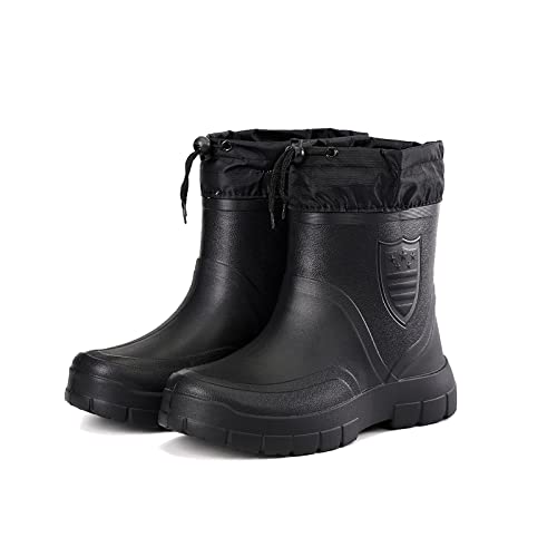 CLSQLXYJZC Rubber Work Boot for Men, Outdoor Plush Warm Adjustable Windproof Waterproof Cloth Mouth Men's Anti-skid Fishing Boots, for Farming Gardening Hunting Boots