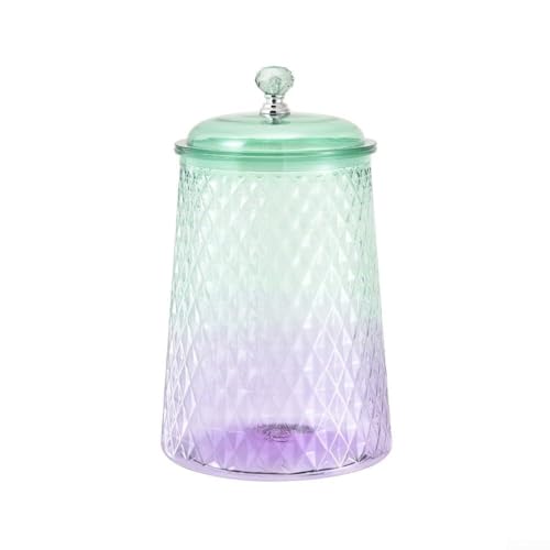 Tarro de almacenamiento de vidrio con tapa hermética para organización, aperitivos, arroz, granos de café, productos secos, apto para alimentos, vidrio verde, diseño vintage (9 L)