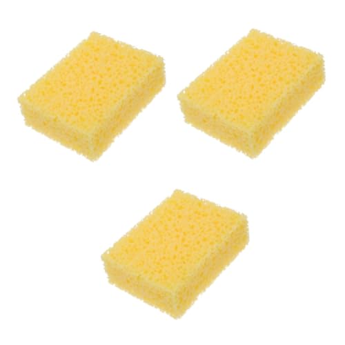 Lurrose 3 Piezas Herramientas De Alfarería Brillar Gel Bandejas De Pintura Equipo Aire Estallido Almohadilla Vidriar Líquido Absorbente Amarillo Bálsamo Cepillo para Lechada Esponja Yellow