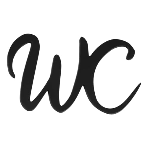 Cartel para Puerta Baño, Señal de Identificación WC Placa Autoadhesivos, Letreros Autoadhesivos para WC de Invitados, Divertidos Carteles Cartel WCs, para Baño, Hotel y Restaurante, 15 cm, Negro