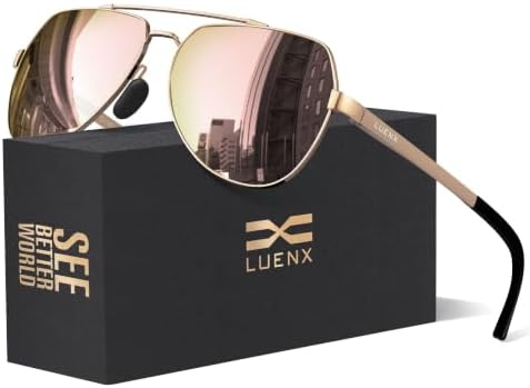 Luenx Aviator Polarized Sunglasses Men Women Classic UV400 Driving