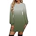 Women's Comfortable Printed Short Dress Long Sleeve Fashion Casual Tunic Dress Slim Fit Round Neck Fall Dresses